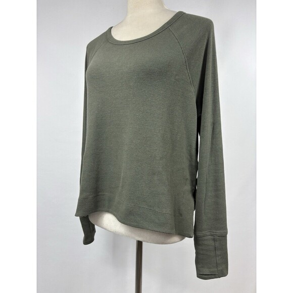 Athleta Coaster Luxe Rib High Hip Sweatshirt Green Size Medium Soft Stretch - Picture 12 of 12